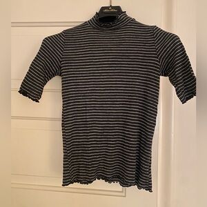 Anthro Gray and White Striped Top